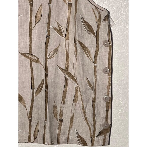 LIZ CLAIBORNE 100% Linen Bamboo Print Sleeveless Shirt Size XL - Picture 7 of 11